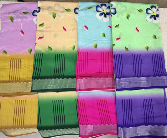 Digital Print Saree Mangalagiri Border 1