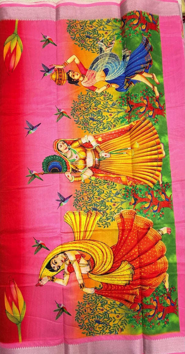 Digital Print Saree Mangalagiri Border 10